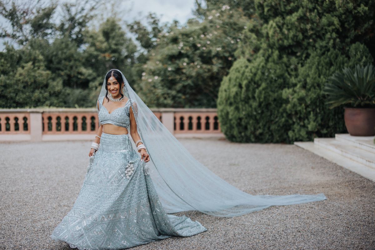 Ptaufiq Indian Destination Wedding Castell de Sant Marçal Barcelona Spain Serena and Manav First Look 1