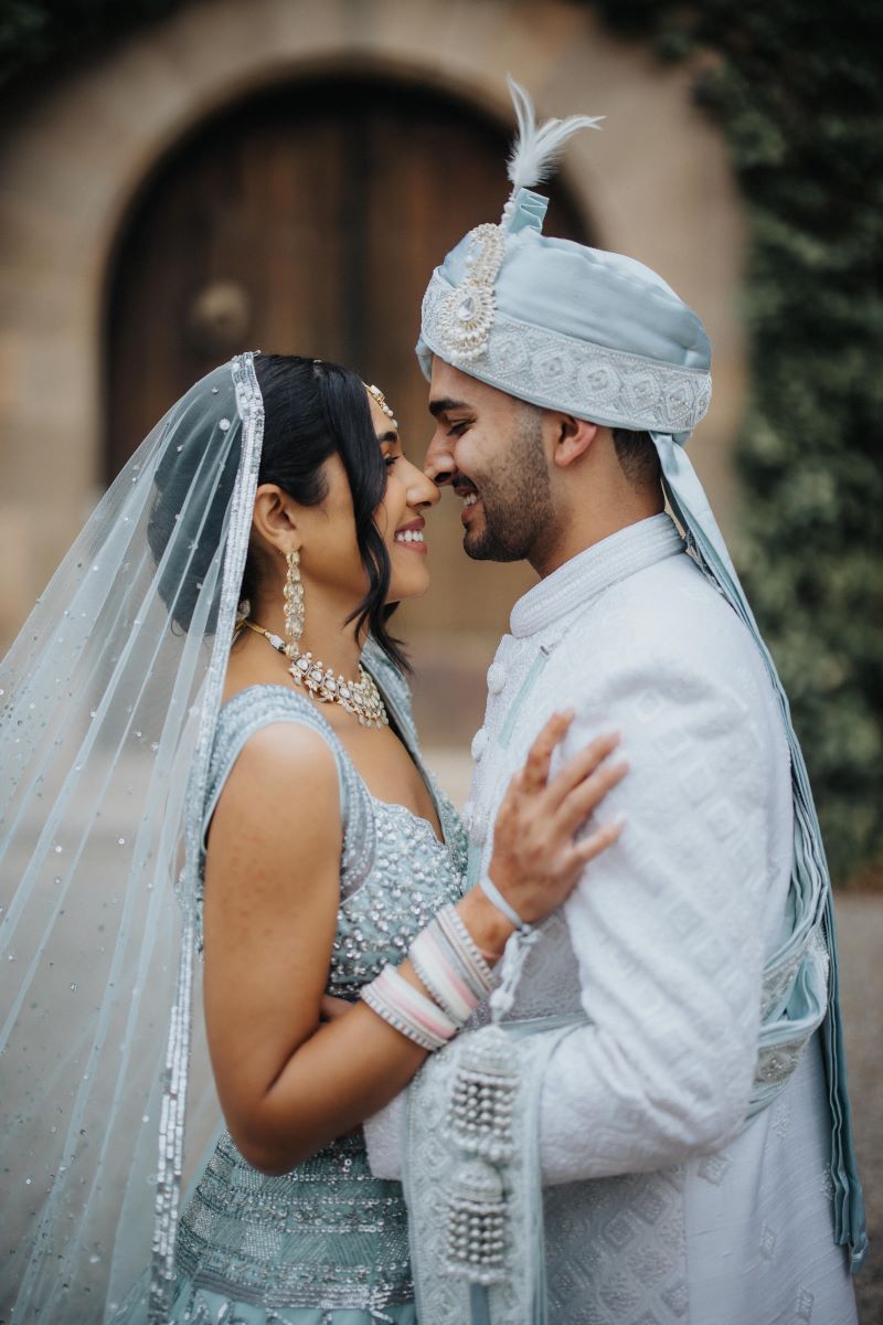 Ptaufiq Indian Destination Wedding Castell de Sant Marçal Barcelona Spain Serena and Manav First Look 6