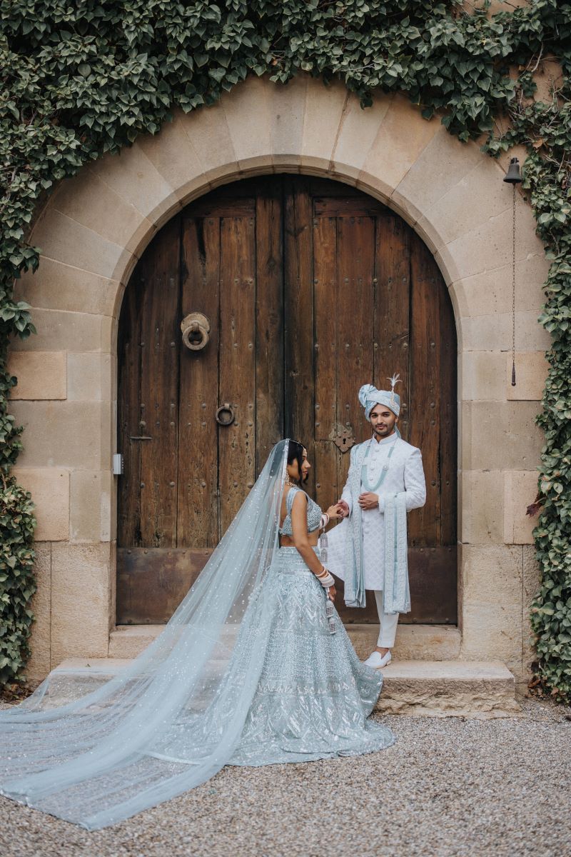 Ptaufiq Indian Destination Wedding Castell de Sant Marçal Barcelona Spain Serena and Manav First Look 7