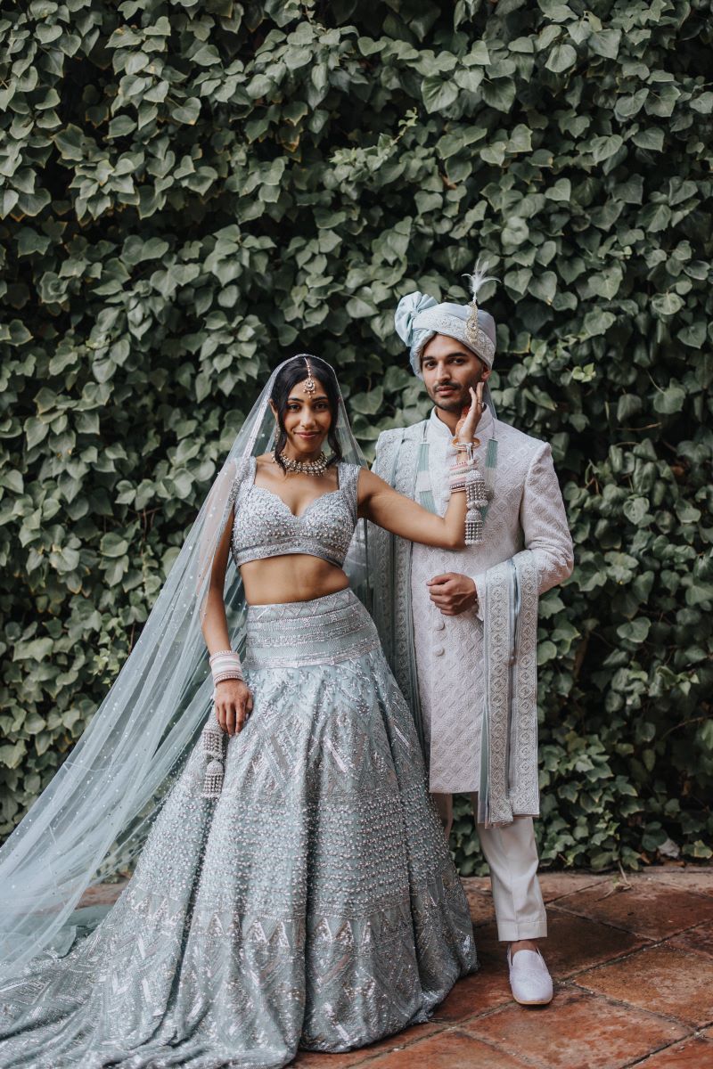 Ptaufiq Indian Destination Wedding Castell de Sant Marçal Barcelona Spain Serena and Manav First Look 9