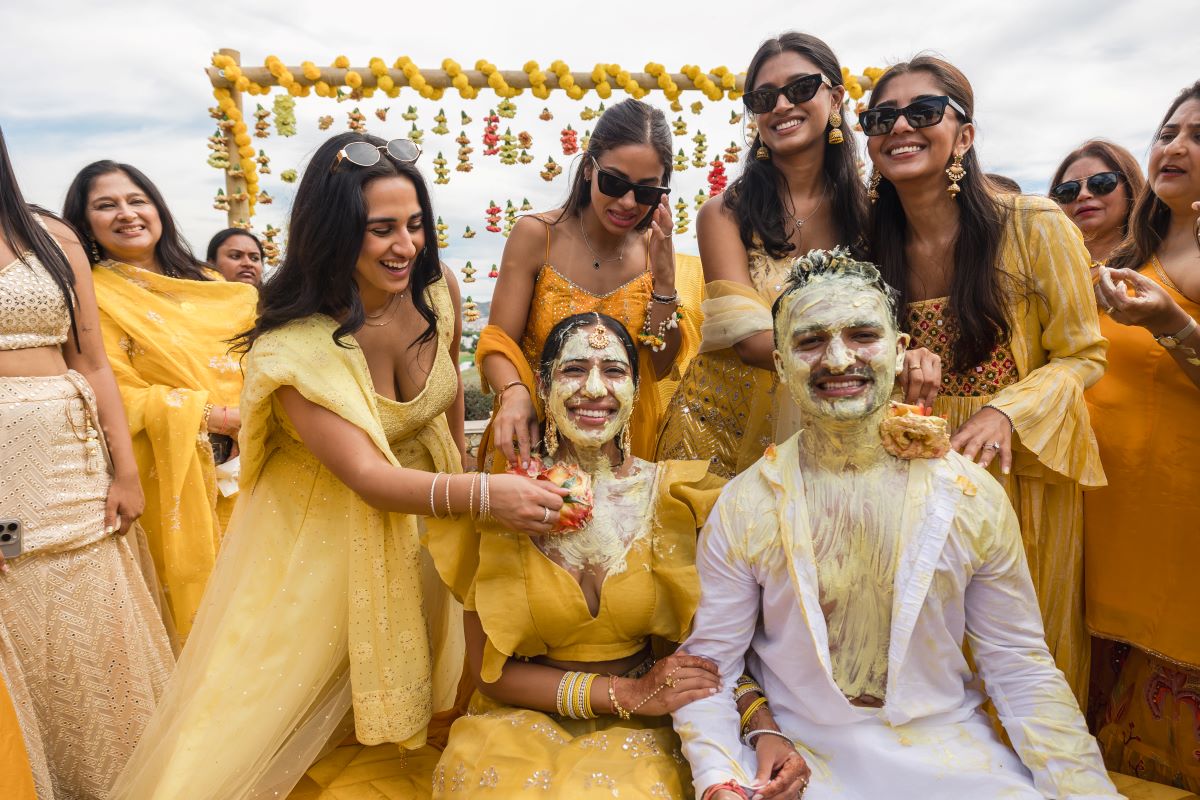 Ptaufiq Indian Destination Wedding Castell de Sant Marçal Barcelona Spain Serena and Manav Haldi 13