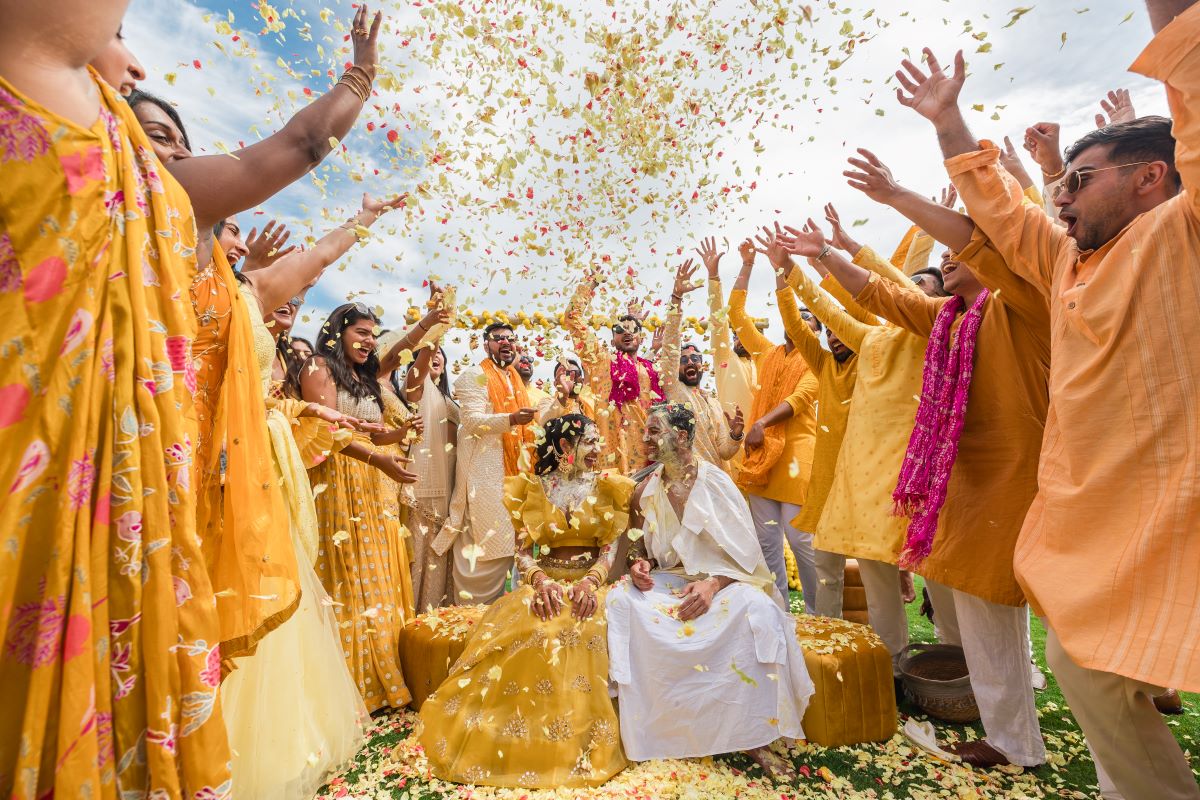Ptaufiq Indian Destination Wedding Castell de Sant Marçal Barcelona Spain Serena and Manav Haldi 14