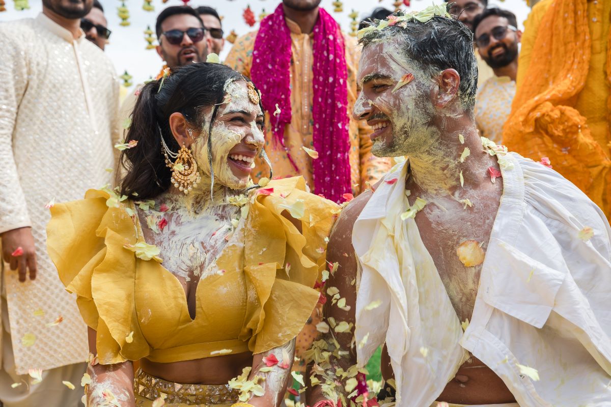 Ptaufiq Indian Destination Wedding Castell de Sant Marçal Barcelona Spain Serena and Manav Haldi 15
