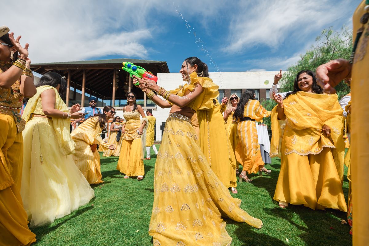 Ptaufiq Indian Destination Wedding Castell de Sant Marçal Barcelona Spain Serena and Manav Haldi 16
