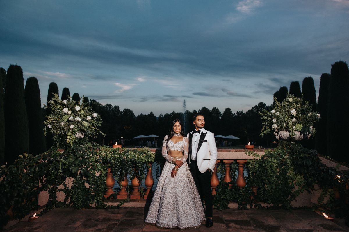 Ptaufiq Indian Destination Wedding Castell de Sant Marçal Barcelona Spain Serena and Manav Reception 1