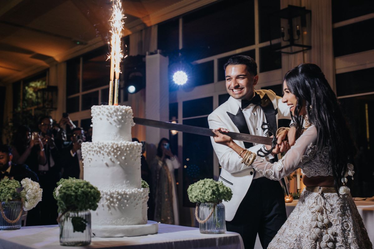 Ptaufiq Indian Destination Wedding Castell de Sant Marçal Barcelona Spain Serena and Manav Reception 14