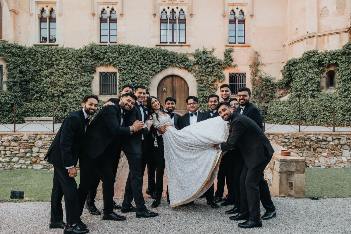 Ptaufiq Indian Destination Wedding Castell de Sant Marçal Barcelona Spain Serena and Manav Reception 4