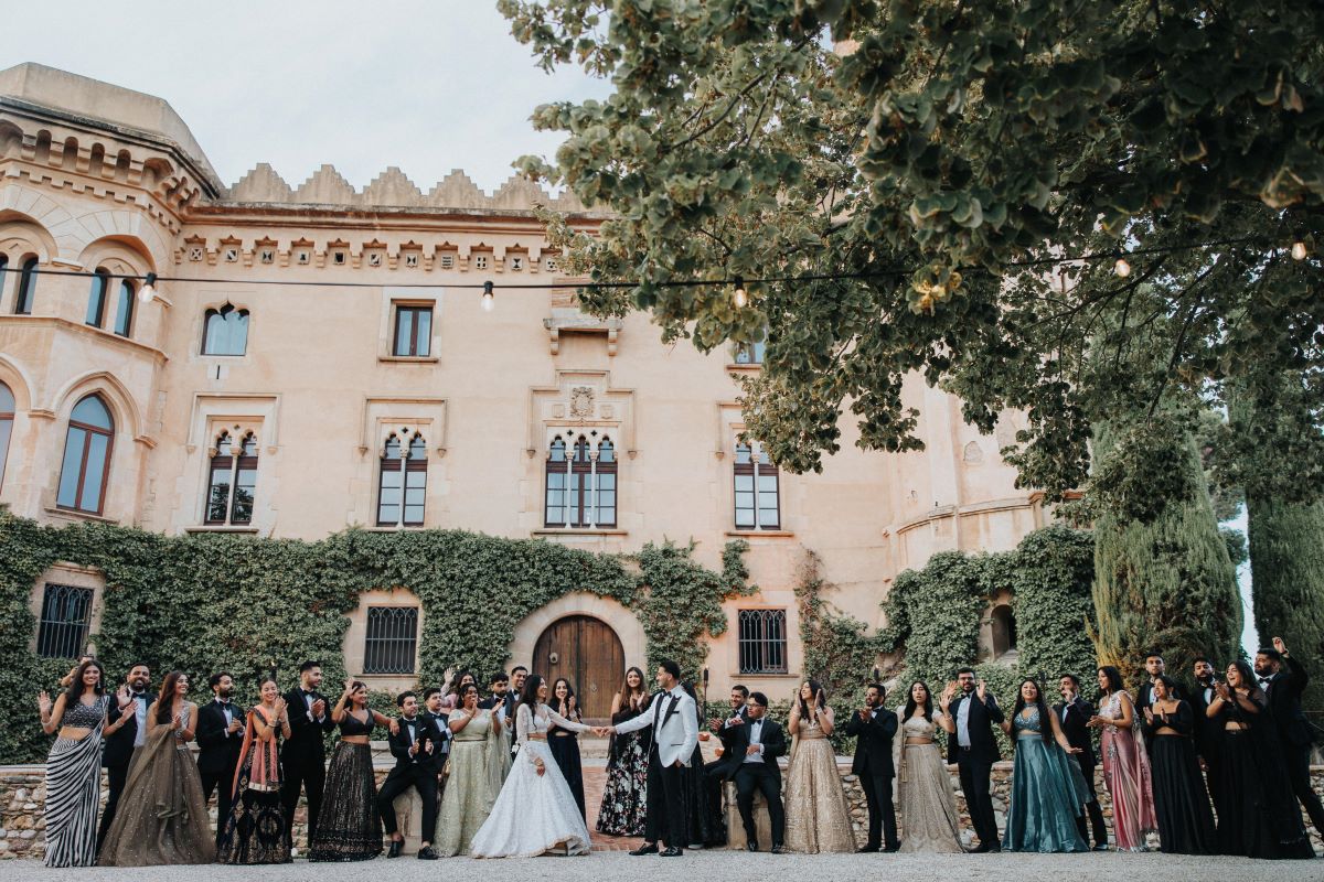Ptaufiq Indian Destination Wedding Castell de Sant Marçal Barcelona Spain Serena and Manav Reception 5