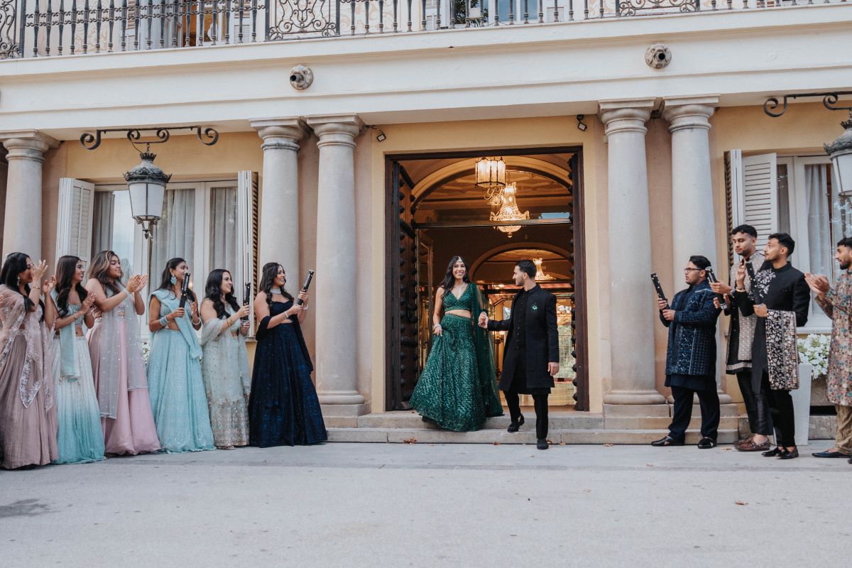 Ptaufiq Indian Destination Wedding Castell de Sant Marçal Barcelona Spain Serena and Manav Sangeet 1