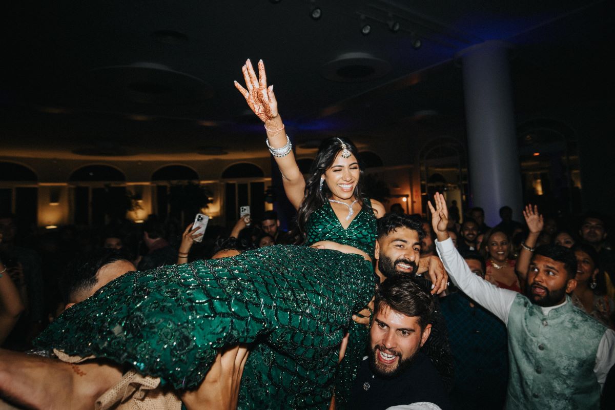 Ptaufiq Indian Destination Wedding Castell de Sant Marçal Barcelona Spain Serena and Manav Sangeet 11