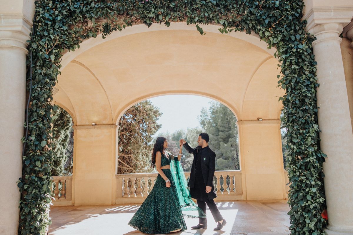 Ptaufiq Indian Destination Wedding Castell de Sant Marçal Barcelona Spain Serena and Manav Sangeet 8