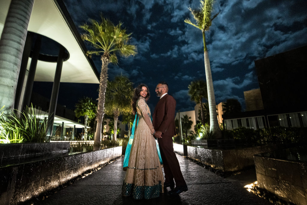 Indian Bride and Groom Portrait Photos Night 1
