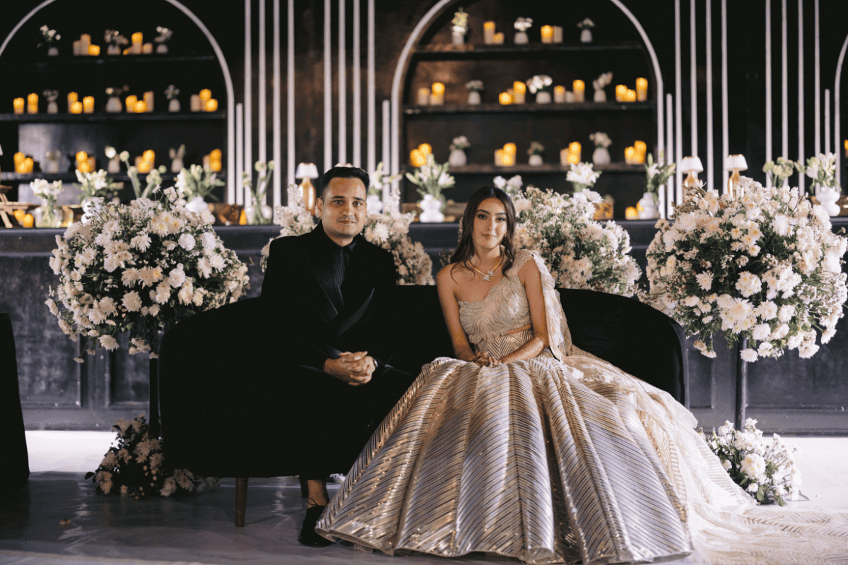 Luxury Indian bride and groom at a wedding designed by A3Cube Events India, beautifully captured by Ptaufiq Photography.