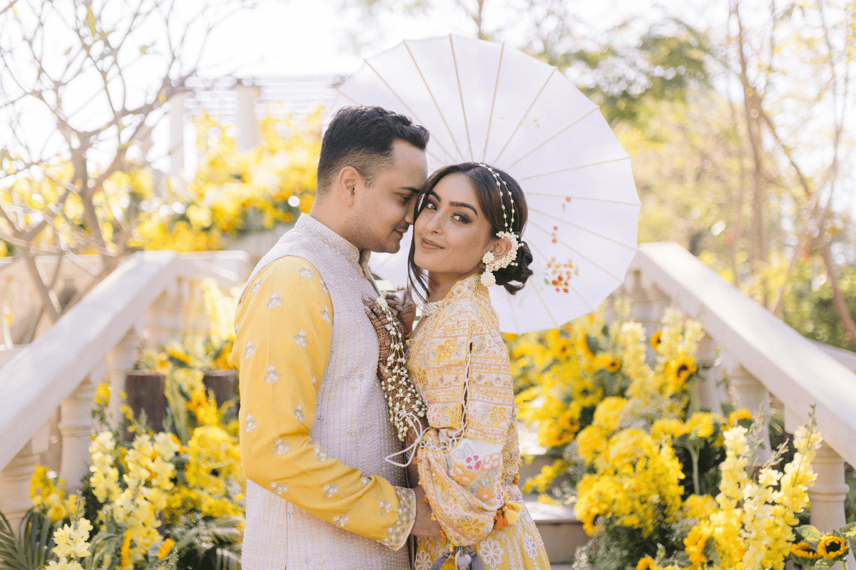 Happy couple enjoying their wedding planned by Events by Vaishali captured by PTaufiq Photography