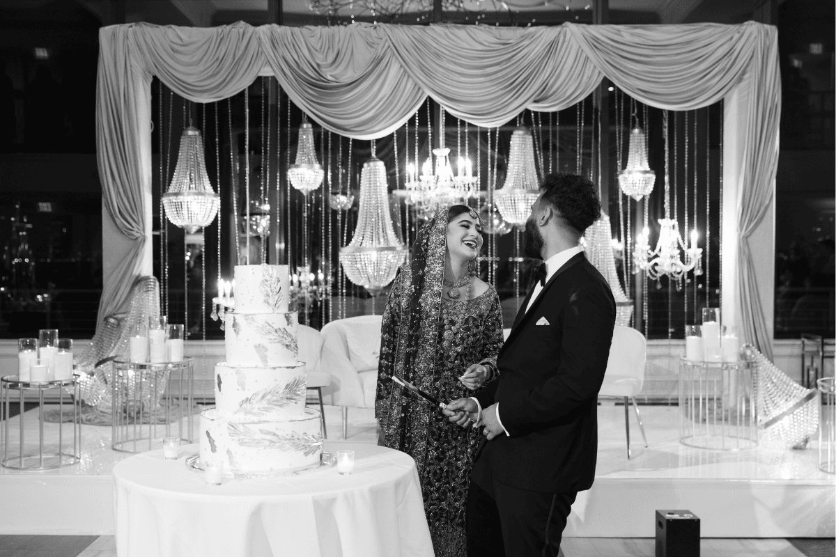 Romantic cake cutting moment decor by A to Z Decor, beautifully captured by PTaufiq Photography